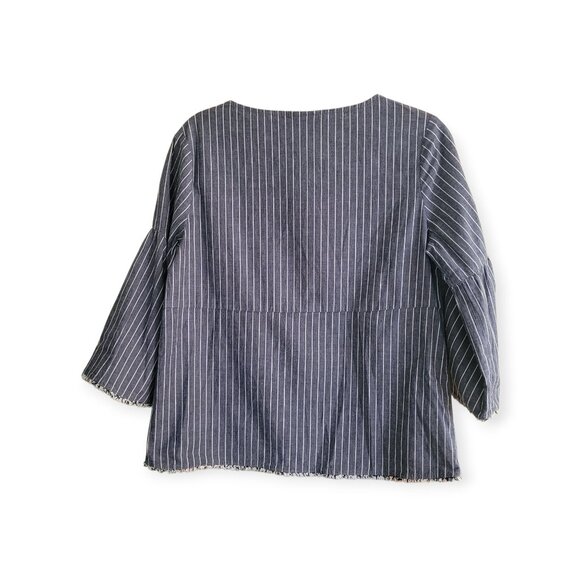Anthropologie Dolan Bell Sleeve Striped Cotton Blouse Size S - Picture 4 of 10